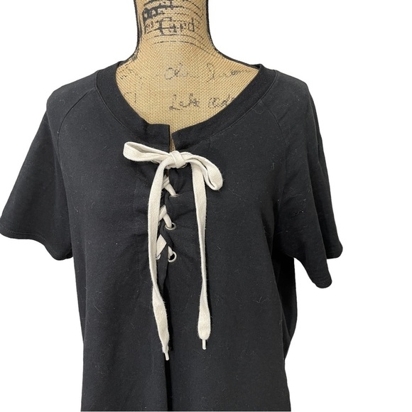 1.4.3 Story Black Lace Up Tunic Top Oversized Fit Size Medium - Picture 3 of 7